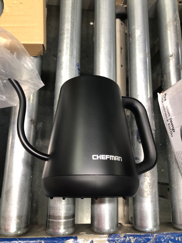 Photo 3 of ***Missing Base***Chefman Precision Control Gooseneck Rapid Boil Kettle, Internal Custom Temperature Control and 6 One-Touch Presets, Boil-Dry Protection Auto Shut-Off for Safety, For Pour Over Coffee and Tea, Black