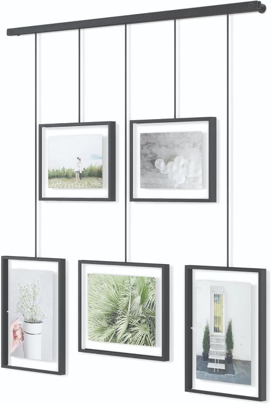 Photo 1 of ****USED** Umbra Exhibit Picture Frame Gallery Set Adjustable Collage Display (Holds Two 4 x 6 inch and Three 5 x 7 inch Images), 5 Opening, Black & Fotochain 4x4 and 4x6 Picture Frame and Wall Decor Set, Black Black Legacy 5 Opening Legacy Modern