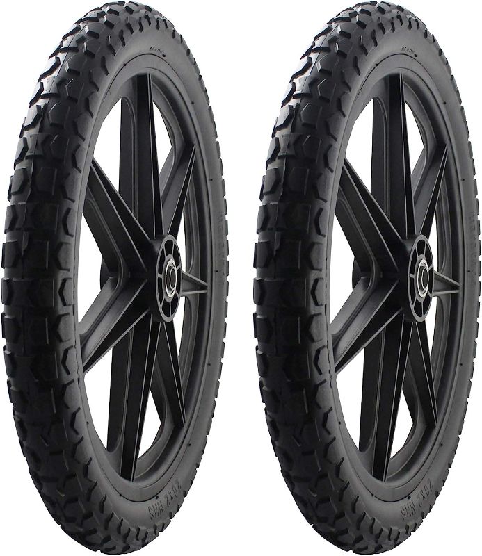 Photo 1 of 2 PACK -Marathon 92010 Flat Free 20" Replacement Tire Assembly for Rubbermaid Big Wheel Carts, Black
