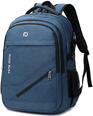 Photo 1 of Durable Waterproof Travel Large Laptop Backpack 17.3 inch,College Backpack Bookbag for Men & Women Business Backpack with USB Charging Port and Headset Port Blue