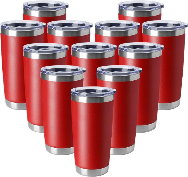 Photo 1 of ** red and blue. come with 16**
HASLE OUTFITTERS 20oz Tumblers Stainless Steel Mugs with Lid Double Wall Vacuum Insulated Coffee Cups for Cold & Hot Drinks (20oz-Red, 12 Pack