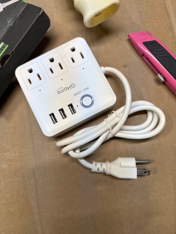 Photo 2 of GHome Smart Power Strip, 3 USB Ports and 3 Individually Controlled Smart Outlets, WiFi Surge Protector Works with Alexa Google Home, Home Office Cruise Ship Travel Multi-Plug Extender Flat Plug, 10A White