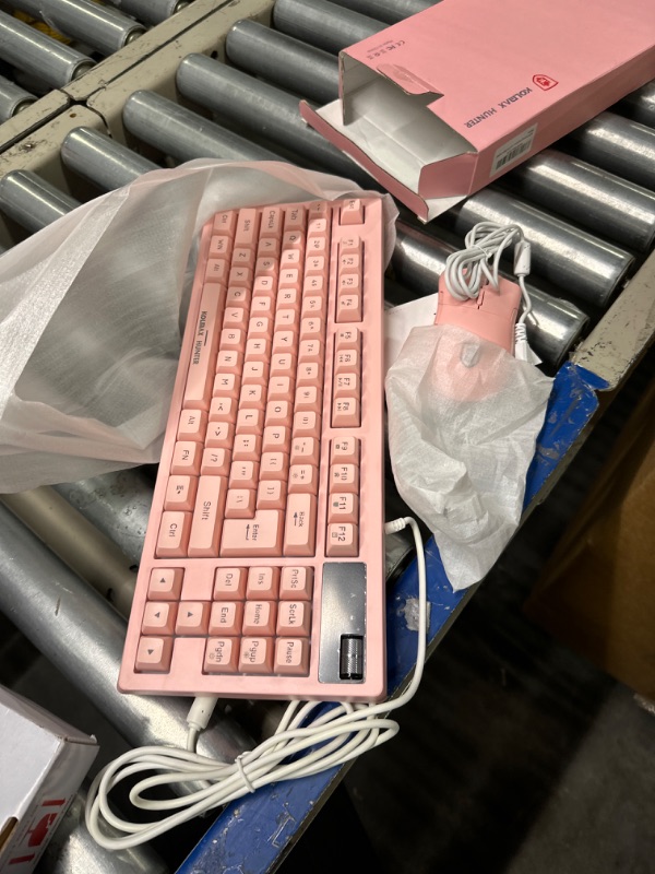 Photo 2 of RGB Pink Gaming Keyboard and Mouse Combo,87 Keys Gaming Keyboard Wired RGB Backlit Gaming Keyboard Mechanical Feeling with RGB 7200 DPI Pink Gaming Mouse Set for PC MAC PS4 Xbox Laptop PINK-Wired