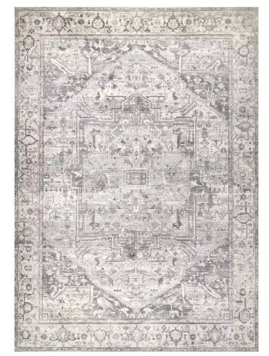 Photo 1 of Brielle Gray 2 ft. x 3 ft. Machine Washable Vintage Medallion Accent Area Rug
