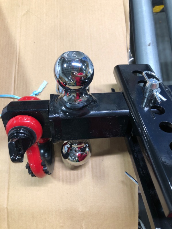 Photo 1 of Ayleid Trailer Hitch Tri-Ball Mount with Hook&Pin&Rotatable Tow Shackle,Fits 2-in Receiver with 1-7/8-in,2-in,2-5/16-in Hitch Ball A-With Shackle