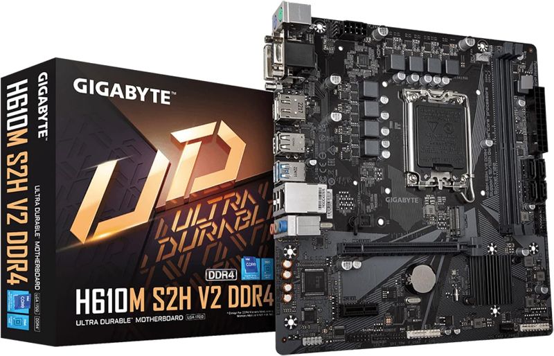 Photo 1 of GIGABYTE H610M S2H V2 DDR4 (H610/ Intel/LGA 1700/ Micro ATX/ DDR4/ Single M.2/ PCIe 4.0/ USB 3.2 Gen1/ Realtek GbE LAN/Motherboard)
