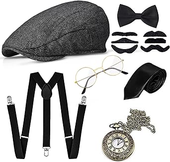 Photo 1 of GOLDGE 1920s Accessories for Men, Roaring 20s Costumes for Men, Great Gatsby Costume Men, 1920 Mens Clothing Gatsby Black