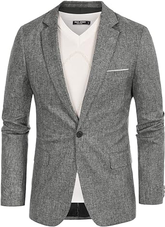 Photo 1 of 42 Mens Casual Blazer Sport Coat One Button Business Stylish Suit Jacket