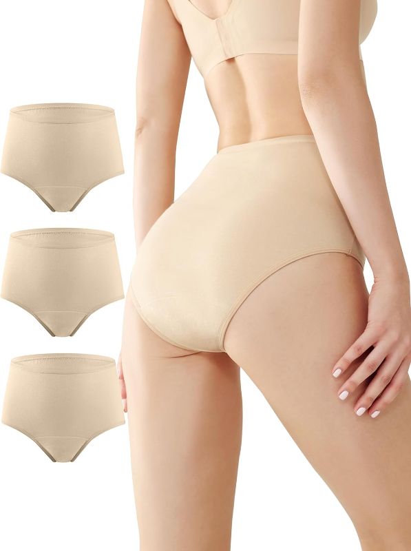 Photo 1 of BATTEWA Incontinence Underwear for Women,Leak Proof Underwear Washable Absorbency Cotton Panties Bladder Leakage Protctive 50ML(Beige,Large,3-Pack)
