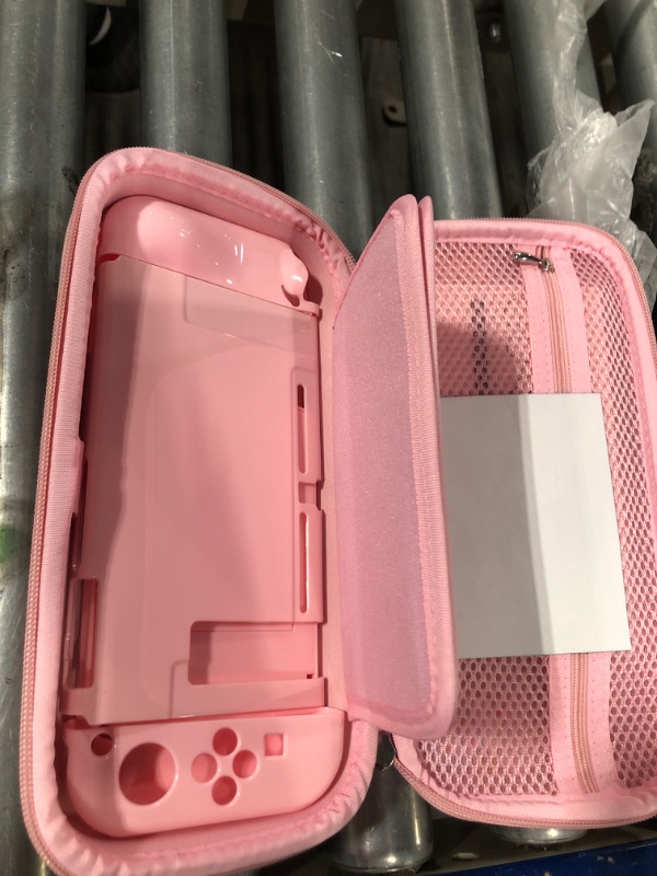 Photo 2 of **DIRTY** innoAura Switch Case for NS Switch 18 in 1 Switch Accessories Bundle with Switch Carrying Case, Switch Game Case, Switch Screen Protector, Switch Stand, Switch Thumb Grips (Pink) Switch Pink