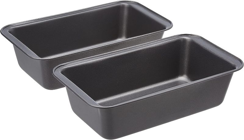 Photo 1 of Amazon Basics Rectangular Baking Bread Loaf Pan, 9.5 x 5 Inch, Set of 2, Gray
