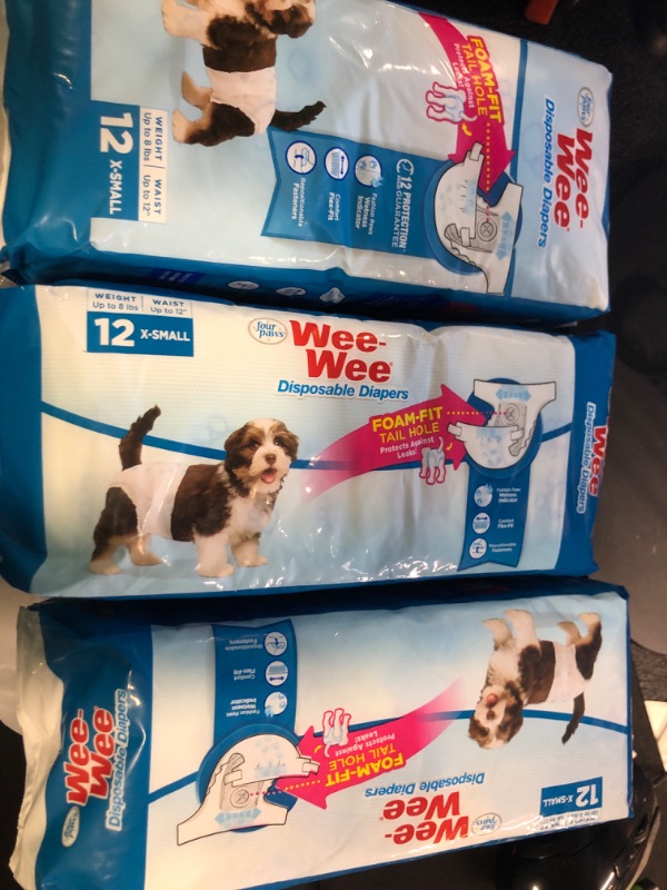 Photo 2 of (3 Pack) Wee-Wee Products Disposable Dog Diapers (X-Small / 12 ct. Per Pack)3
