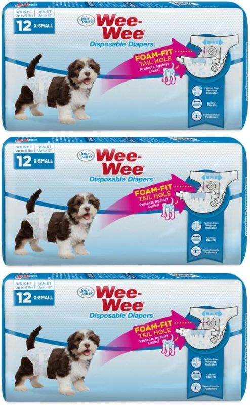 Photo 1 of (3 Pack) Wee-Wee Products Disposable Dog Diapers (X-Small / 12 ct. Per Pack)3
