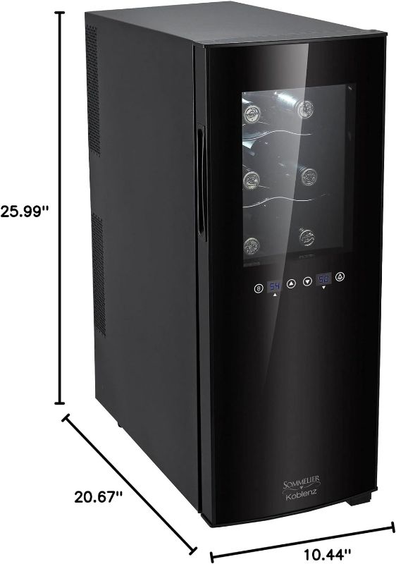 Photo 1 of ** use for parts**
Koblenz 12-Bottle Free Standing Dual Zone Fridge and Chiller Wine Cooler, Black