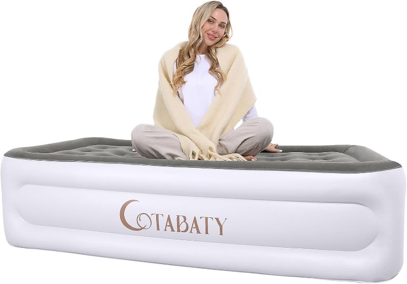 Photo 1 of Cotabaty Twin Air Mattress with Built-in Pump, 18 inch Tall Inflatable Mattress Double Airbed, Luxury Self Inflating Air Bed Blow Up Mattress Portable for Home Camping Travel, 550lb Max Weight
