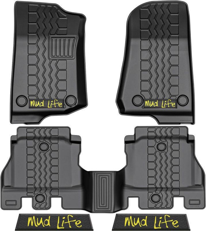 Photo 1 of Anti-Slip 3D Car Mats 5Pcs All Weather for 2018-2024 Jeep Wrangler JL Unlimited | Rubber Car Floor Liners with Weather Strips | Automotive Carpet for Winter, Ski, Hunting, Camping