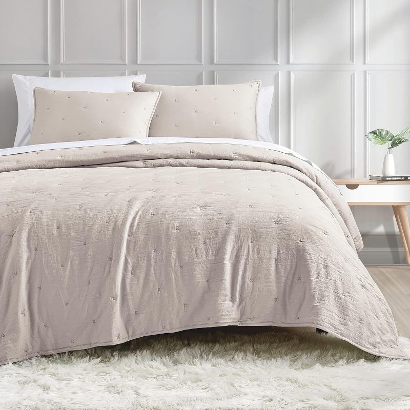 Photo 2 of $40** WEEKENDER Gel Memory Foam Pillow –
$42** BOURINA Embroidery Quilt Set 3-Piece Queen QBeige
