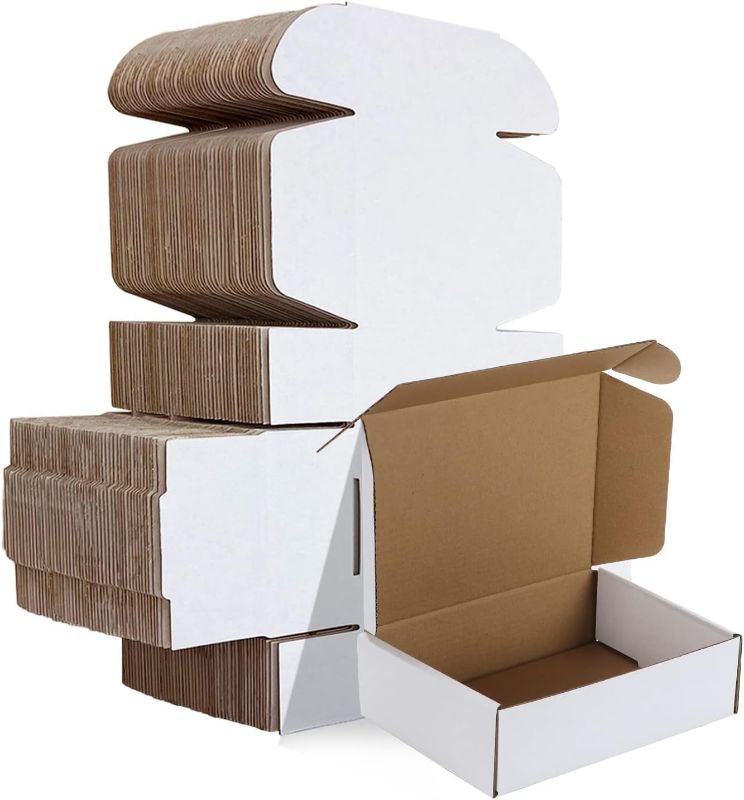 Photo 1 of HORLIMER 7x5x2 Small Shipping Boxes Set of 50, White Corrugated Cardboard Box Literature Mailer
