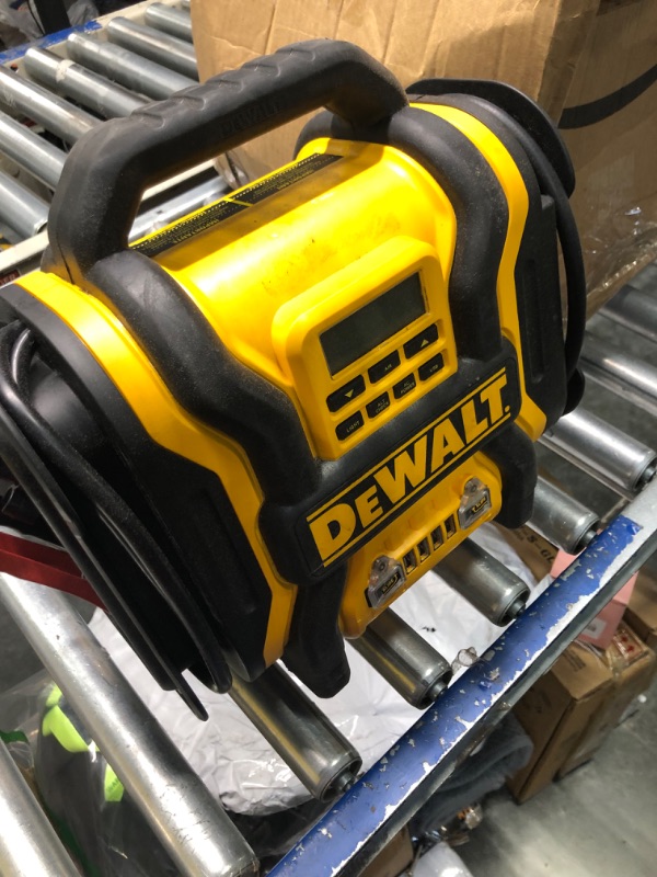 Photo 3 of DEWALT DXAEJ14-Type2 Digital Portable Power Station Jump Starter - 1600 Peak Amps with 120 PSI Compressor, AC Charging Cube, 15W USB-A and 25W USB-C Power for Electronic Devices 1600 Amps