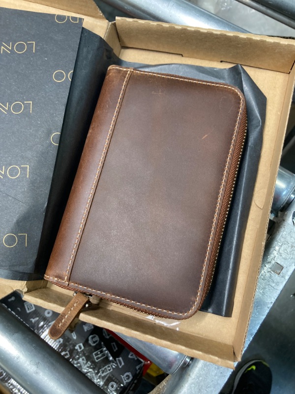 Photo 4 of Genuine Leather Padfolio with Pencil Holder Notepad and Zipper Closure (Cinnamon)