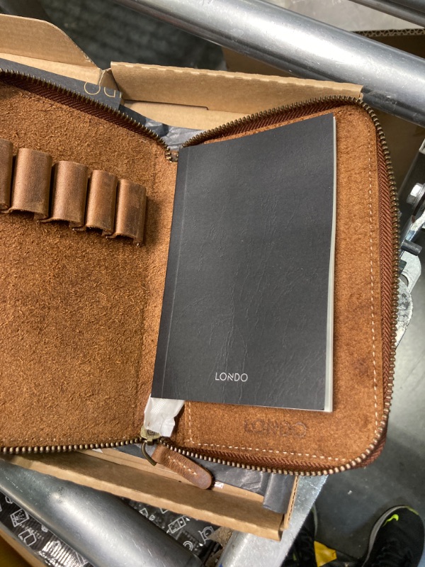 Photo 1 of Genuine Leather Padfolio with Pencil Holder Notepad and Zipper Closure (Cinnamon)