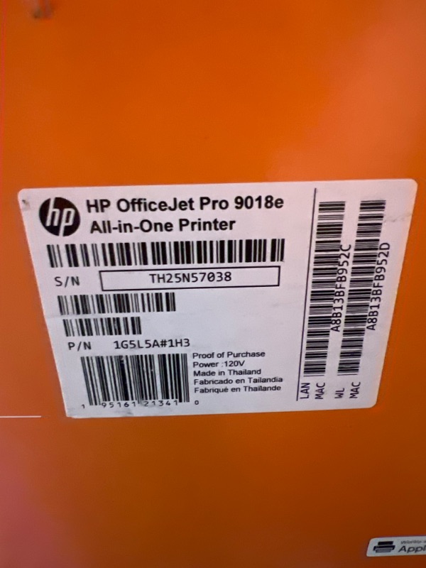 Photo 6 of ***NON FUNCTIONAL*** 
HP OfficeJet Pro 9018e Wireless Color All-in-One Printer with Bonus 6 Months Instant Ink with HP+ (1G5L5A)