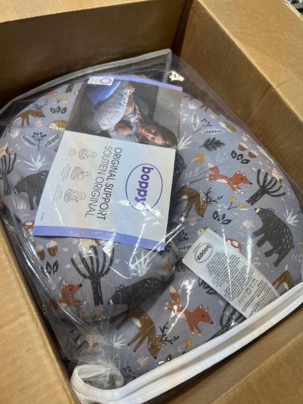 Photo 1 of Boppy Original Nursing Support, FKA Boppy Nursing Pillow, Gray Forest Animals, Ergonomic Breastfeeding, Bottle Feeding, and Bonding, Hypoallergenic Fiber Fill, with Removable Cover, Machine Washable