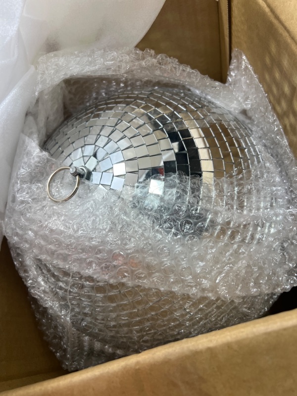 Photo 3 of 12" Disco Ball Mirror Ball Disco Party Decoration Stage Light Dj Light Effect Home Business Christmas Display Decoration Silver
