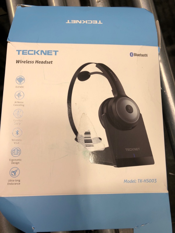 Photo 1 of TECKNET Wireless Bluetooth 5.0 Headset with Microphone, 40H AI Noise Cancelling On Ear Headphones with Charging Base for PC, Cell Phone, Computer, Call Center, Work from Home Office Essentials Black