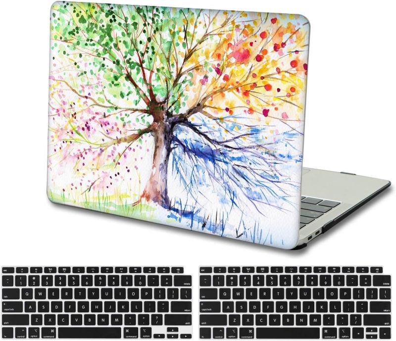 Photo 1 of KSK KAISHEK Compatible with MacBook Air 13 inch Case 2018 - 2021 Release Retina Display Model A2337 M1 A2179 A1932, Plastic Hard Protective Shell & Black Keyboard Cover, Four Seasons Tree ****STOCK PHOTO SIMILAR ITEM***