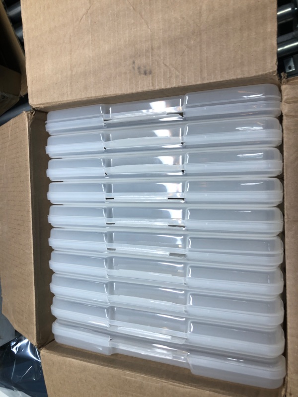 Photo 1 of ***DOESNT LATCH***IRIS USA 10 Pack Clear Scrapbook Paper Storage Boxes, Portable Craft and Art Project Case for 12 x 12 File Paper, Plastic Storage Box Office Documents Holder 12" x 12" Paper - 10 Pack