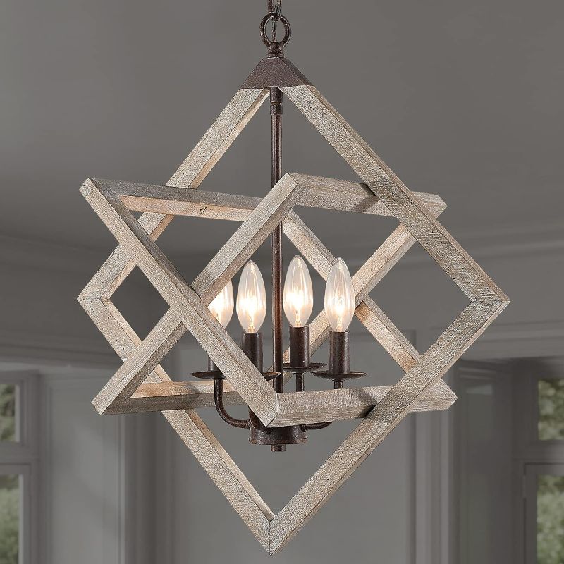 Photo 1 of  Wood Farmhouse Chandelier Rustic Foyer Light Fixture