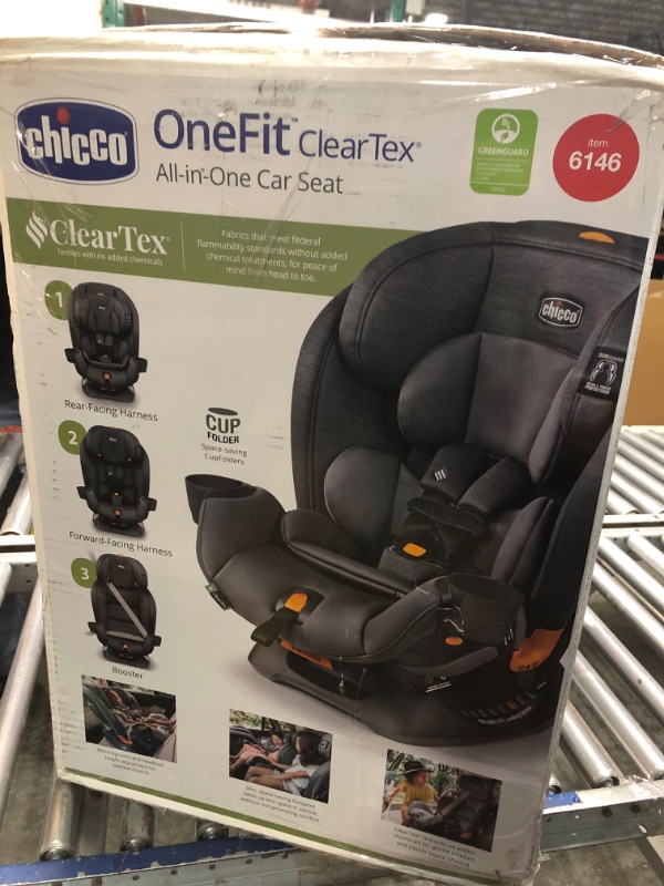 Photo 2 of Chicco OneFit ClearTex All-in-One Car Seat, Rear-Facing Seat for Infants 5-40 lbs, Forward-Facing Car Seat 25-65 lbs, Booster 40-100 lbs, Convertible Car Seat | Slate/Grey