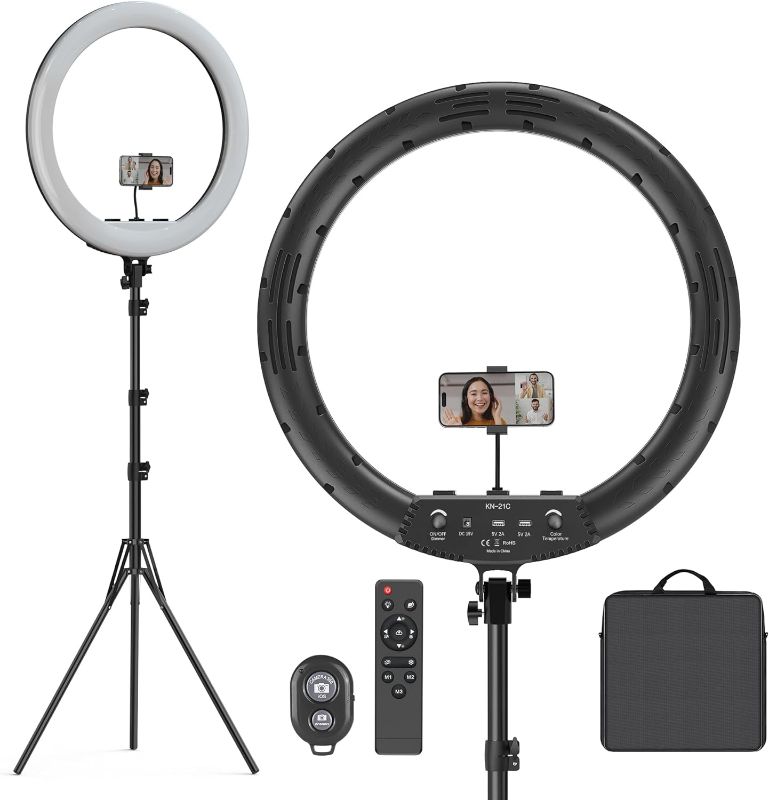 Photo 1 of  Ring Light with Stand Outer 55W 5600k Dimmable LED Light, Tripod Stand,and Phone Holder?Remote Controller