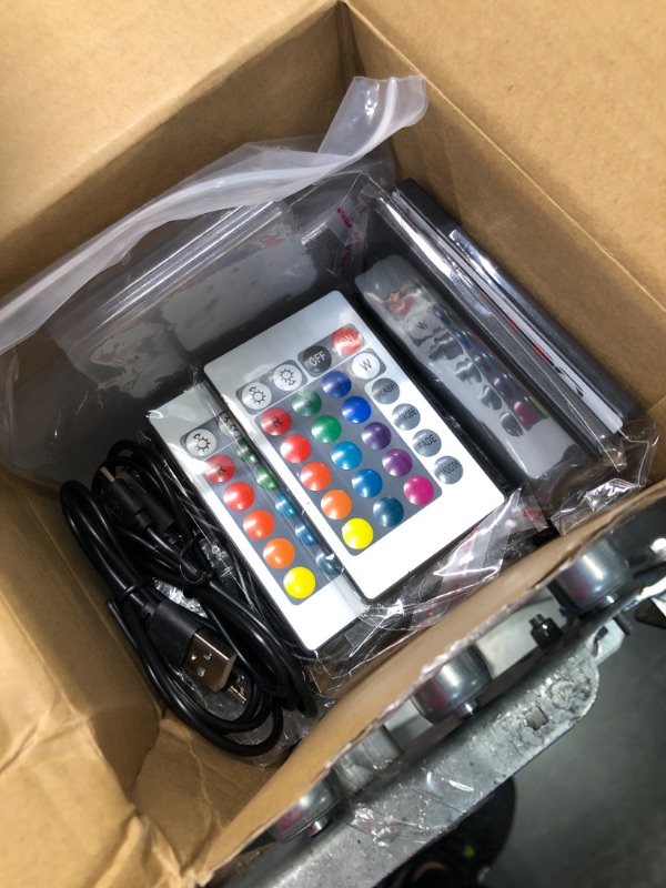 Photo 1 of 4 Pieces 3D Night LED Light Lamp Base with 4 Pieces Clear Acrylic Sheets & Remote Controls and Charging Cables Adjustable 16 Colors 4 Modes for Child Room Bar (Square Style)
