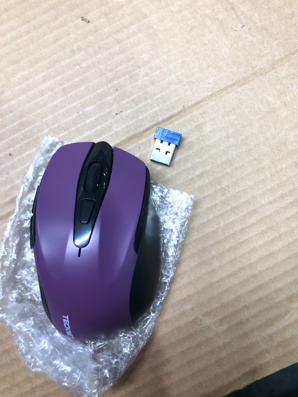 Photo 3 of ***NON FUNCTIONAL*** 
TECKNET Wireless Mouse, 2.4G Ergonomic Optical Mouse with USB Nano Receiver for Laptop, PC, Computer, Chromebook, Notebook, 6 Buttons, 24 Months Battery Life, 2600 DPI, 5 Adjustment Levels Purple