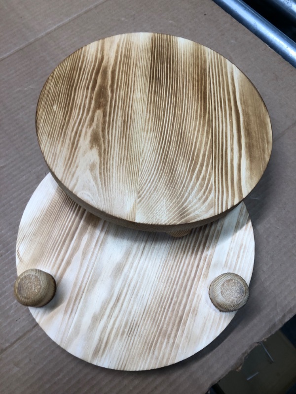 Photo 1 of Happyyami 2pcs Wooden Planter Tray Indoor House Plants Wood Planter Holder Wooden Riser Trays Balcony Plant Stand Wooden Serving Stool Garden Plant Stand Green Stalk Decorate Paper Cup
