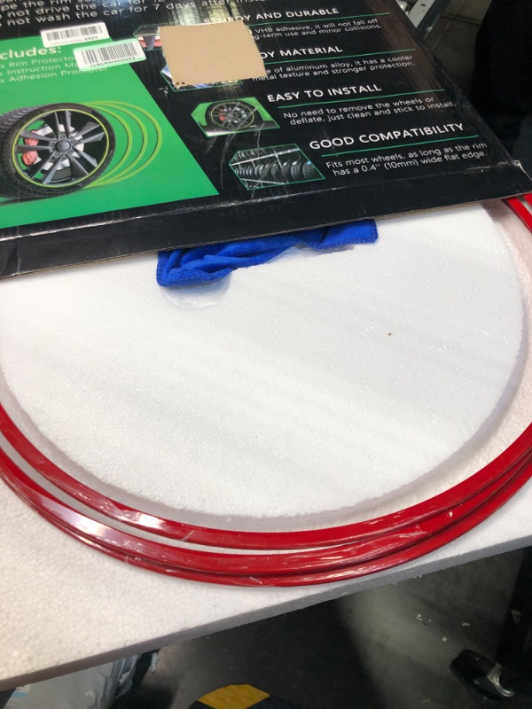 Photo 1 of Automotive Alloy Wheel Rim Protector - Covering The Entire Rim of The Wheel hub - Strips for Curb Rash Prevention - Set of 4 Rim Protector Easy to Install(19'',Red) 19'' Red