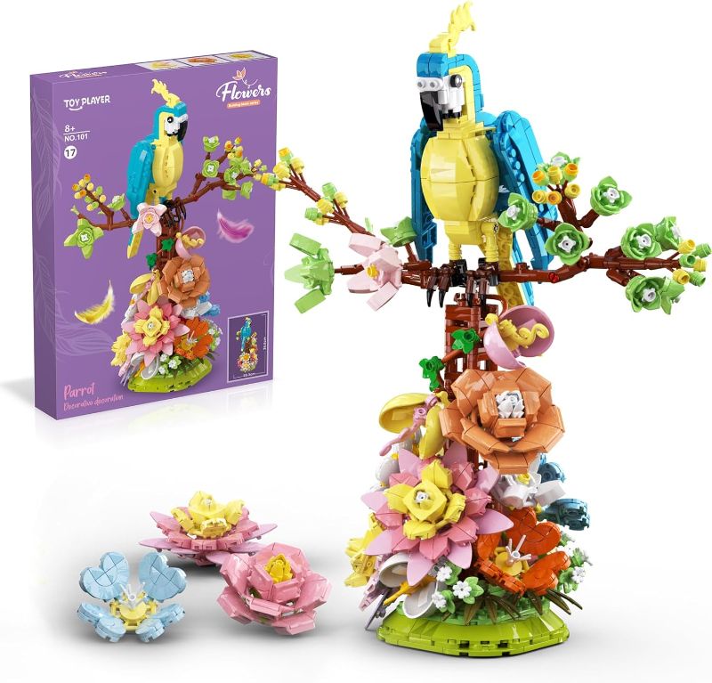 Photo 1 of Flowers and Parrot Building Set- 1162pcs, Compatible with Lego Flower, Cute Bird and Succulent Botanical Collection Set,Nice Gift for Her or Him for Mother’s Day and Anniversary
