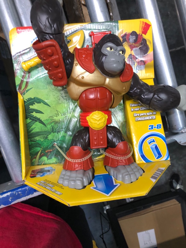 Photo 3 of Fisher-Price Imaginext Preschool Toy Silverback Gorilla Smash 8-in Figure with Punching Action & Accessories for Pretend Play Ages 3+ Years