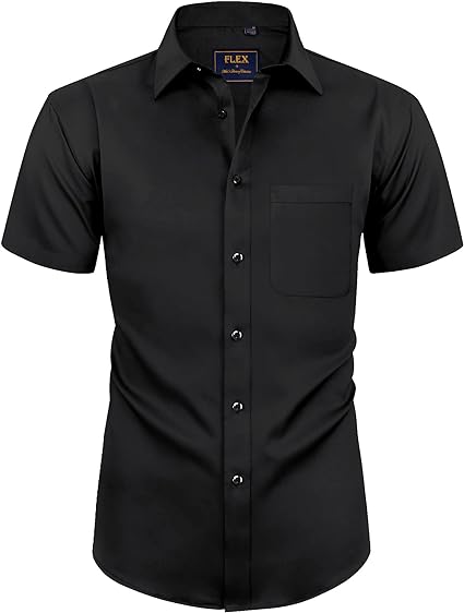 Photo 1 of Alimens & Gentle Mens Short Sleeve Dress Shirts Wrinkle Free Solid Casual Button Down Shirts with Pocket
