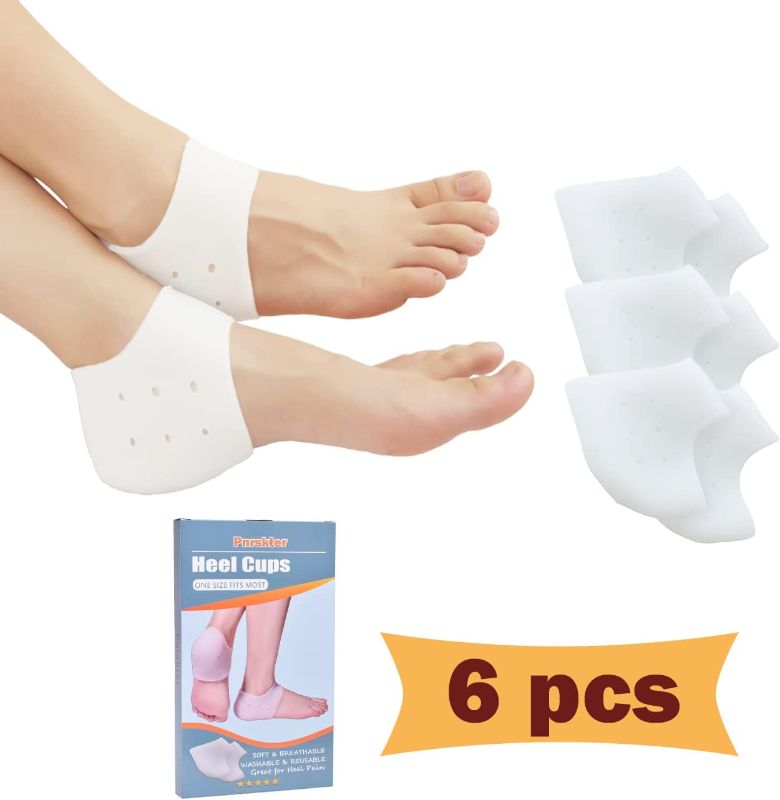 Photo 1 of Heel Cups, Plantar Fasciitis Inserts, Heel Pads Cushion (3 Pairs, FSA or HSA Eligible) Great for Heel Pain, Heal Dry Cracked Heels, Achilles Tendinitis, for Men & Women. (Gel Heel Cups)