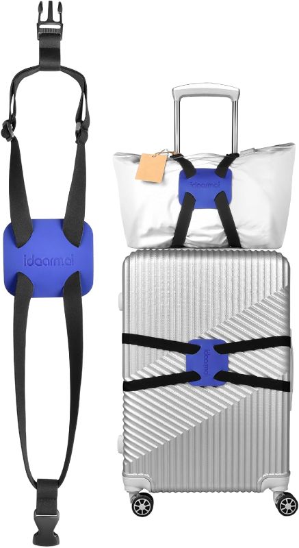 Photo 1 of Luggage Straps Bag Bungee for Luggage? High Elastic Suitcase Adjustable Belt Bag Bungees with Buckles (Black/Blue)