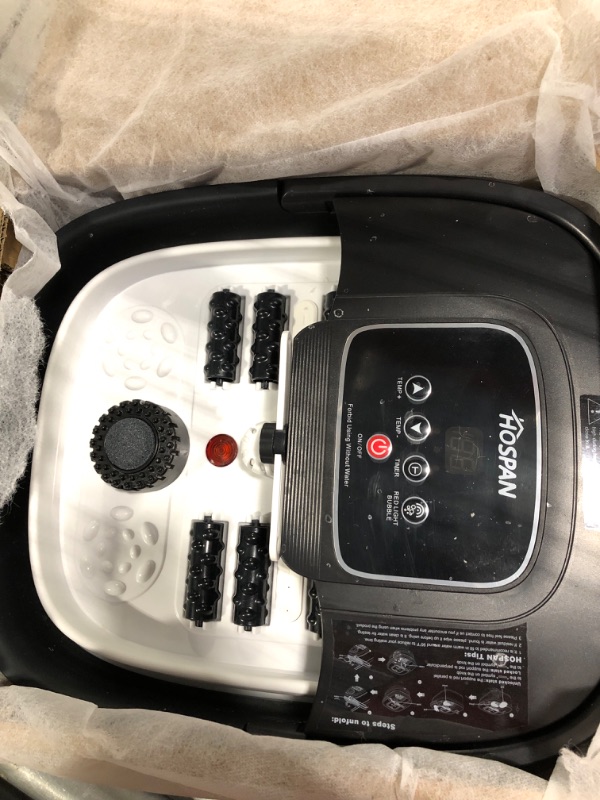 Photo 1 of HOSPAN Collapsible Foot Spa with Heat, Bubble, Red Light, and Temperature Control, Foot Bath Massager with 8 Shiatsu Massage Rollers, Pedicure Foot Spa for Relaxation and Stress Relief, Black