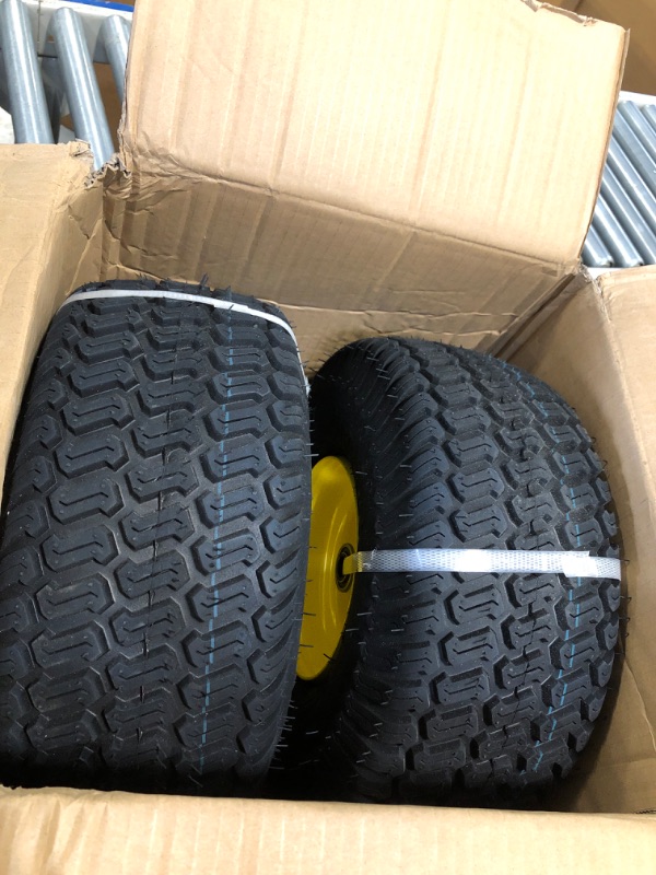 Photo 3 of 15x6.00-6" Front Tire Assembly Replacement for 100 and 300 Series John Deere Riding Mowers - 2 pack