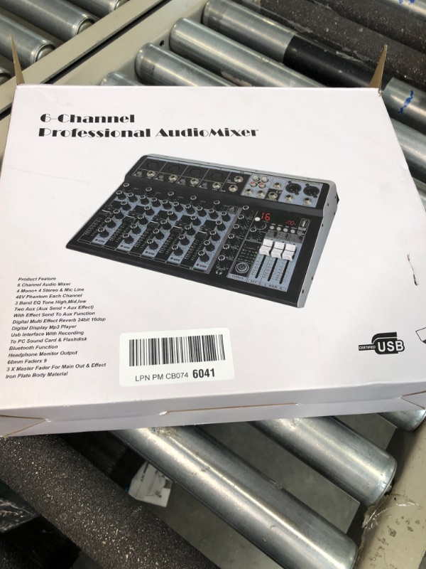 Photo 3 of 6 Channel Audio Interface Sound Board Mixing Console 16-Bit DSP DJ Mixer Audio Reverb Effect +48V Phantom Bluetooth Studio Audio Mixer For Karaoke Studio Streaming Recording
