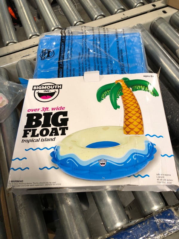 Photo 2 of BigMouth Inc Giant Inflatable Pool Float, Durable Vinyl Ring Tube, Summer Beach Themed Pool Party Water Floatie, Patch Kit Included Palm Tree