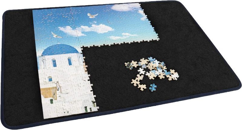 Photo 1 of Becko Jigsaw Puzzle Board Portable Puzzle Mat for Puzzle Storage Puzzle Saver, Non-Slip Surface, Up to 1000 Pieces (Black)