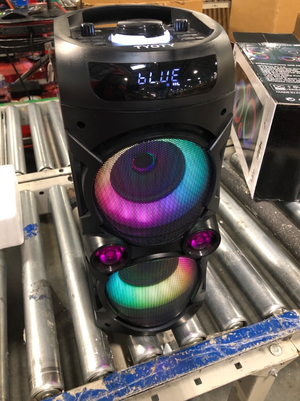 Photo 1 of Karaoke Machine with 2 Wireless Microphones, Portable PA System Big Bluetooth Speaker with LED Lights, Remote Control Support Bass/Treble Adjustment, TF Card/USB, REC for Adult Kids Home Party
