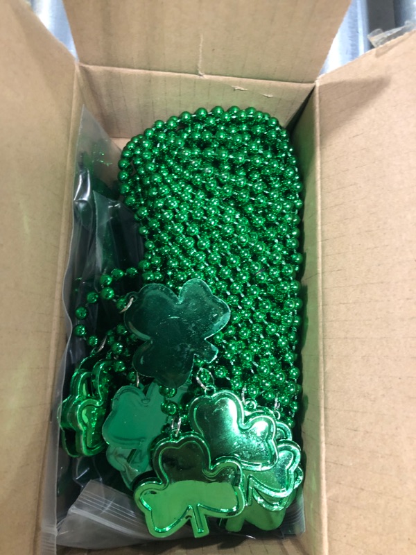 Photo 3 of 18 Pcs St Patricks Day Accessories Party Favors Set Decorations for Women Man Kids 6 Shamrock Glasses 6 Shamrock Necklaces for St. Patrick Irish Green Party Supplies Decor Accessories Dressing up 2pack